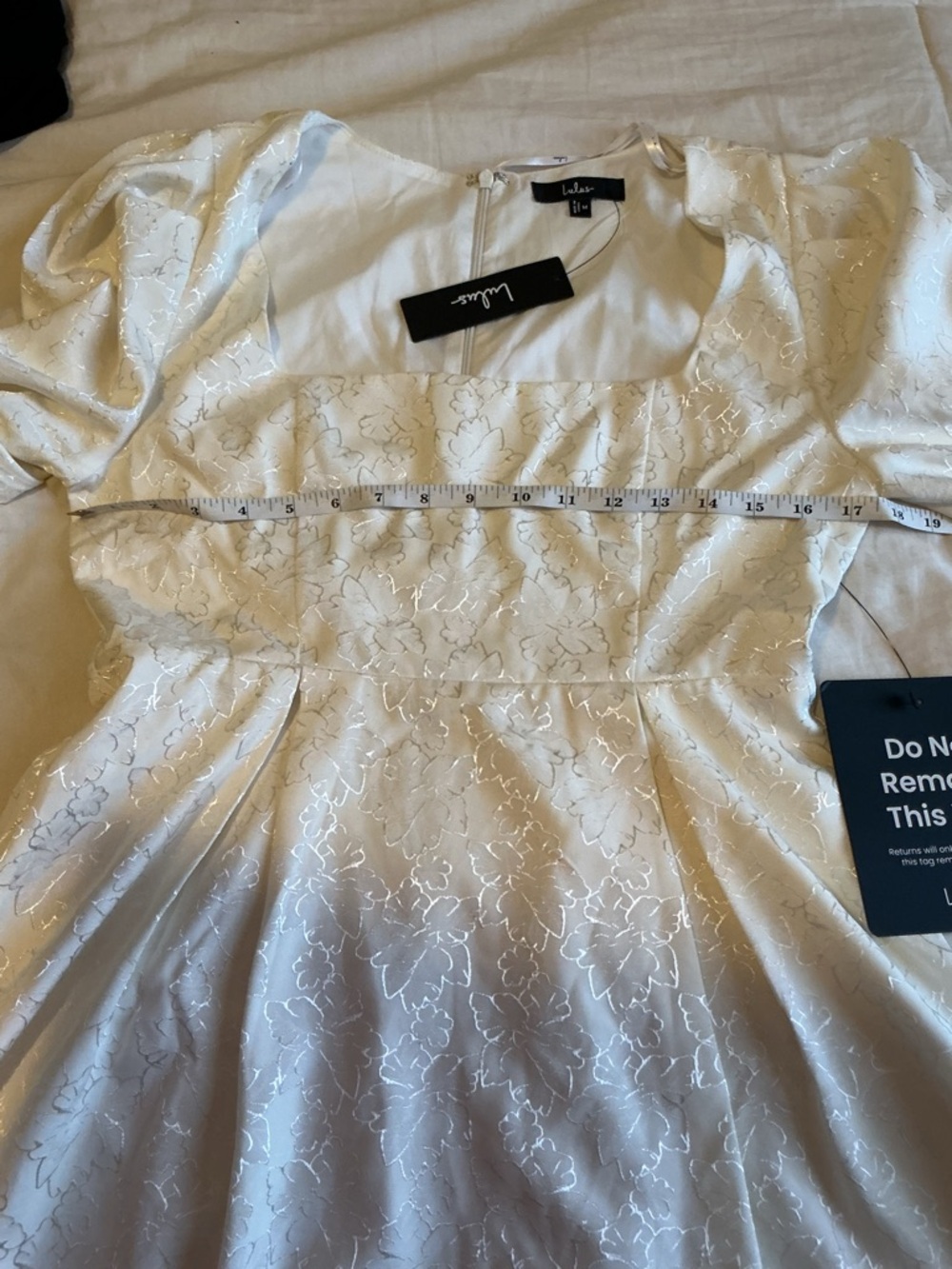 Lulus Elegant Adoration Cream Floral Jacquard Long Sleeve Mini Dress - Picture 10 of 12